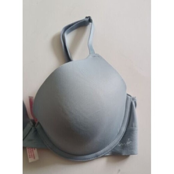 Victoria's Secret PINK Bra Sz 32 D Blue Lightly Lined Wear Everywhere Logo Band - Picture 4 of 8